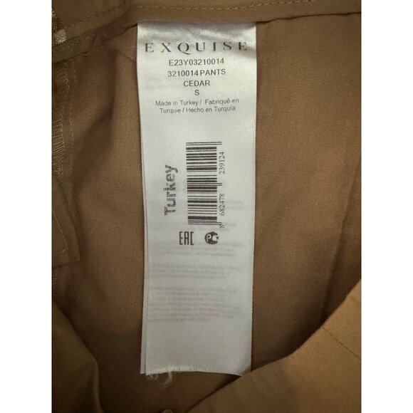 Anthropologie Exquise Lagenlook Barrel Leg Cotton Chino Ankle Crop Pants Size S - Picture 13 of 14